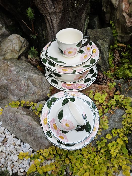 Trio Villeroy&Boch, seria Wildrose, ręcznie malowany, filiżanka talerz