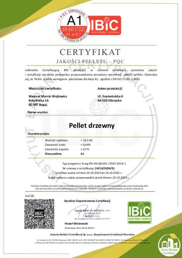 Certyfikowany A1 Pellet MUTEKI od producenta. Sklep firmowy.