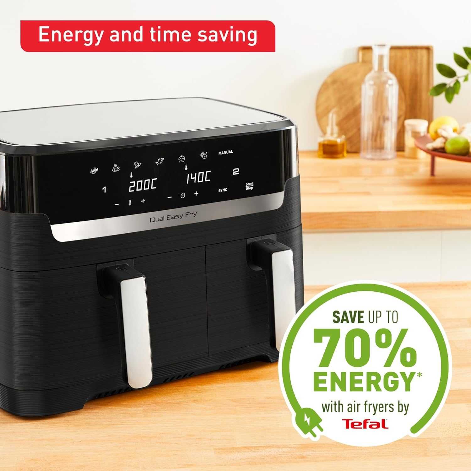 FRYTKOWNICA beztłuszczowa TEFAL air fryer - 2 SZUFLADY - mocna XXL