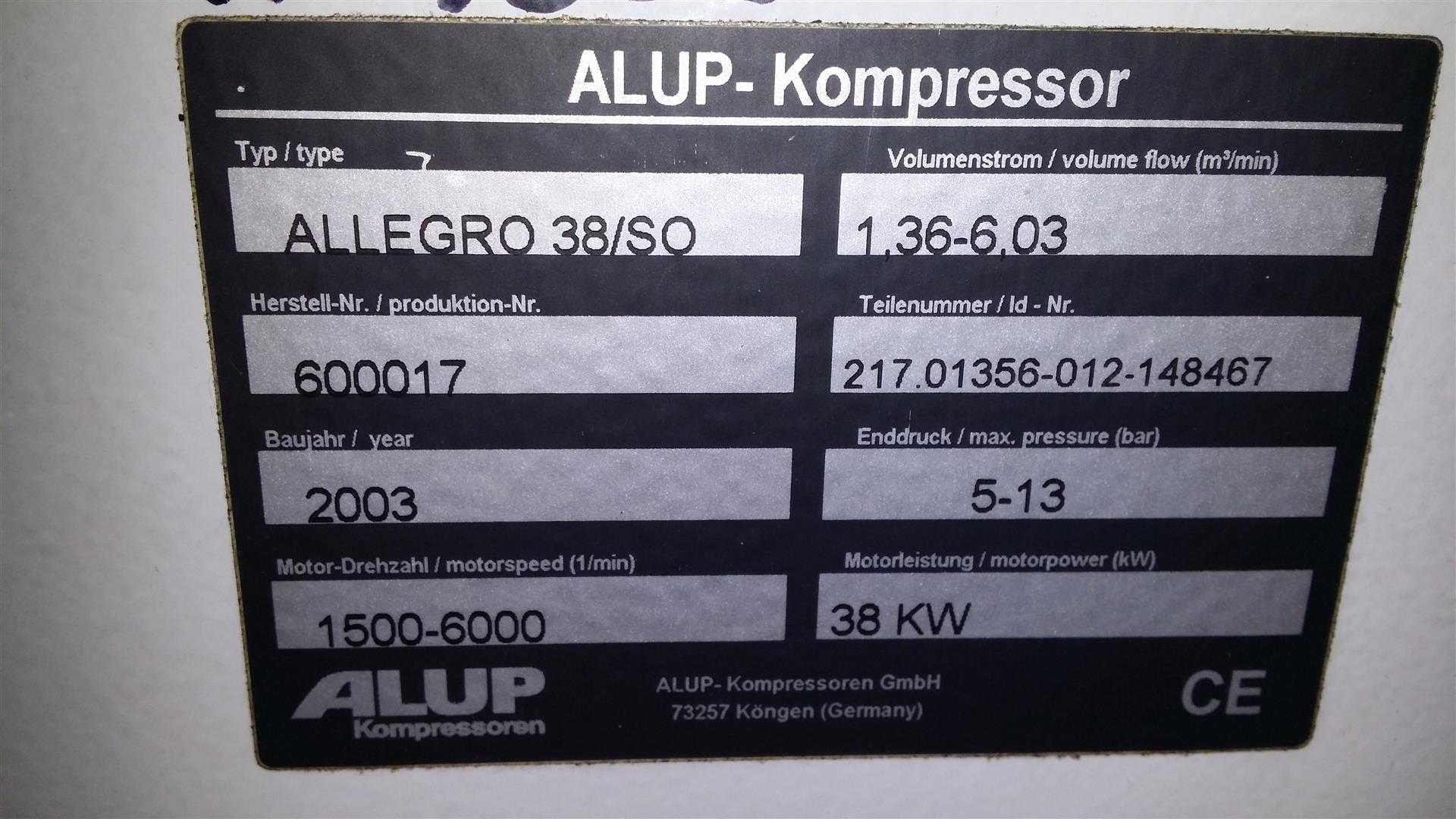 Sprężarka śrubowa kompresor ALUP ALLEGRO 38kW 6,03m³  S003876