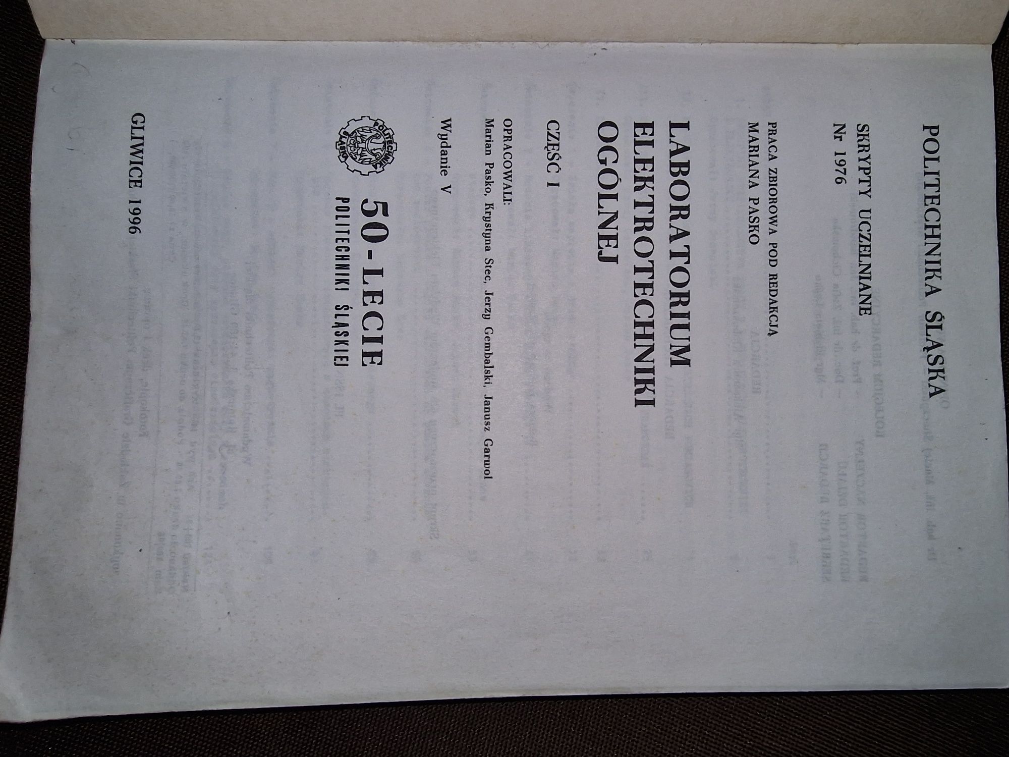 Labolatorium z elektrotechniki ogólnej. Skrypt nr. 1976 Marian Pasko