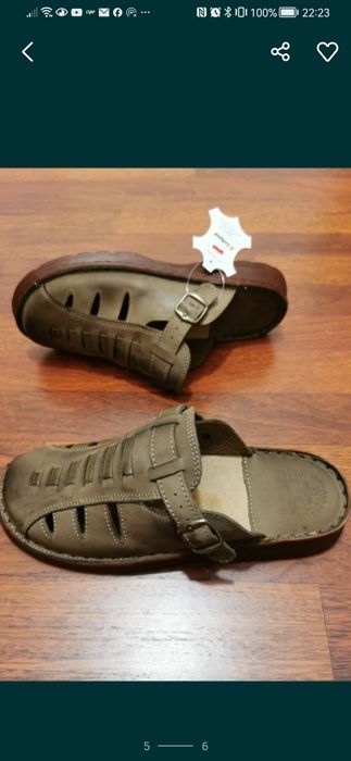 Skórzane Klapki Męskie Łukpol Super Lekkie