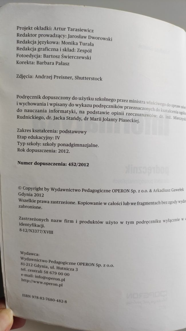 Odkrywamy na nowo Informatyka Podręcznik Zakres podstawowy