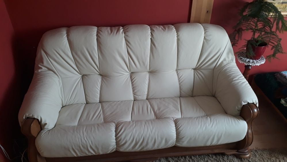 Dębowa sofa skórzana nowa