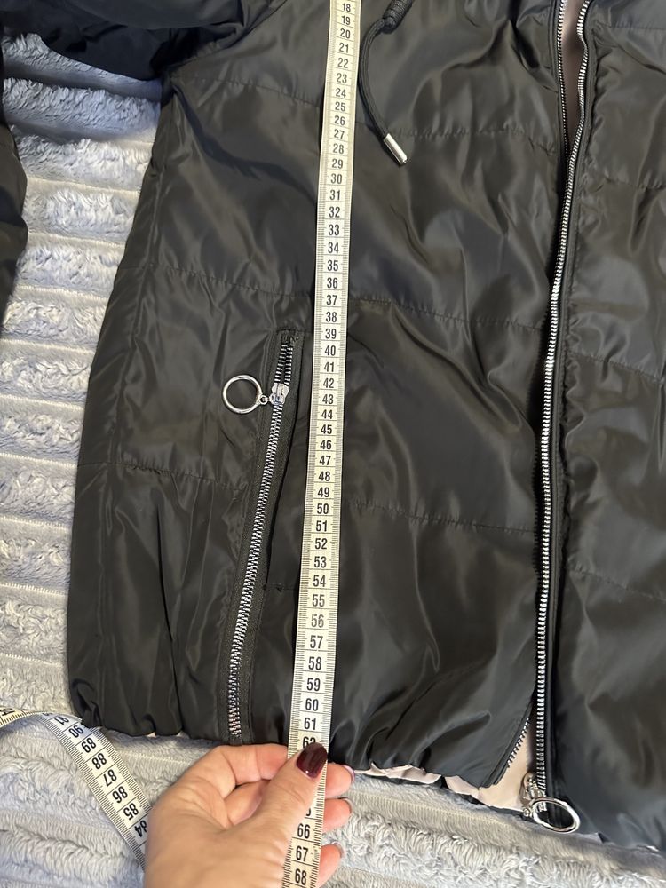 Двухсторонняя деми куртка черный - беж, есть утеплитель 150