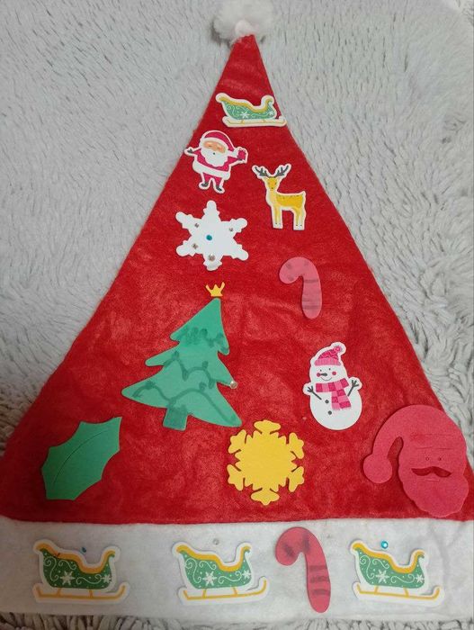 Шапка деда мороза санта клауса оригинальная с декором/с пайетками
