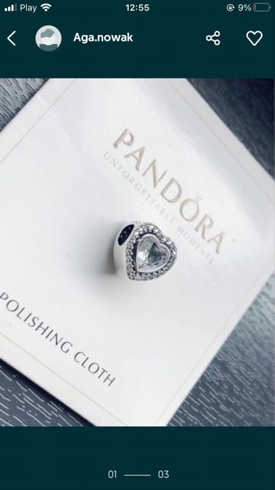 Piękny charms serce z cyrkoniami do bransoletki typu pandora s925