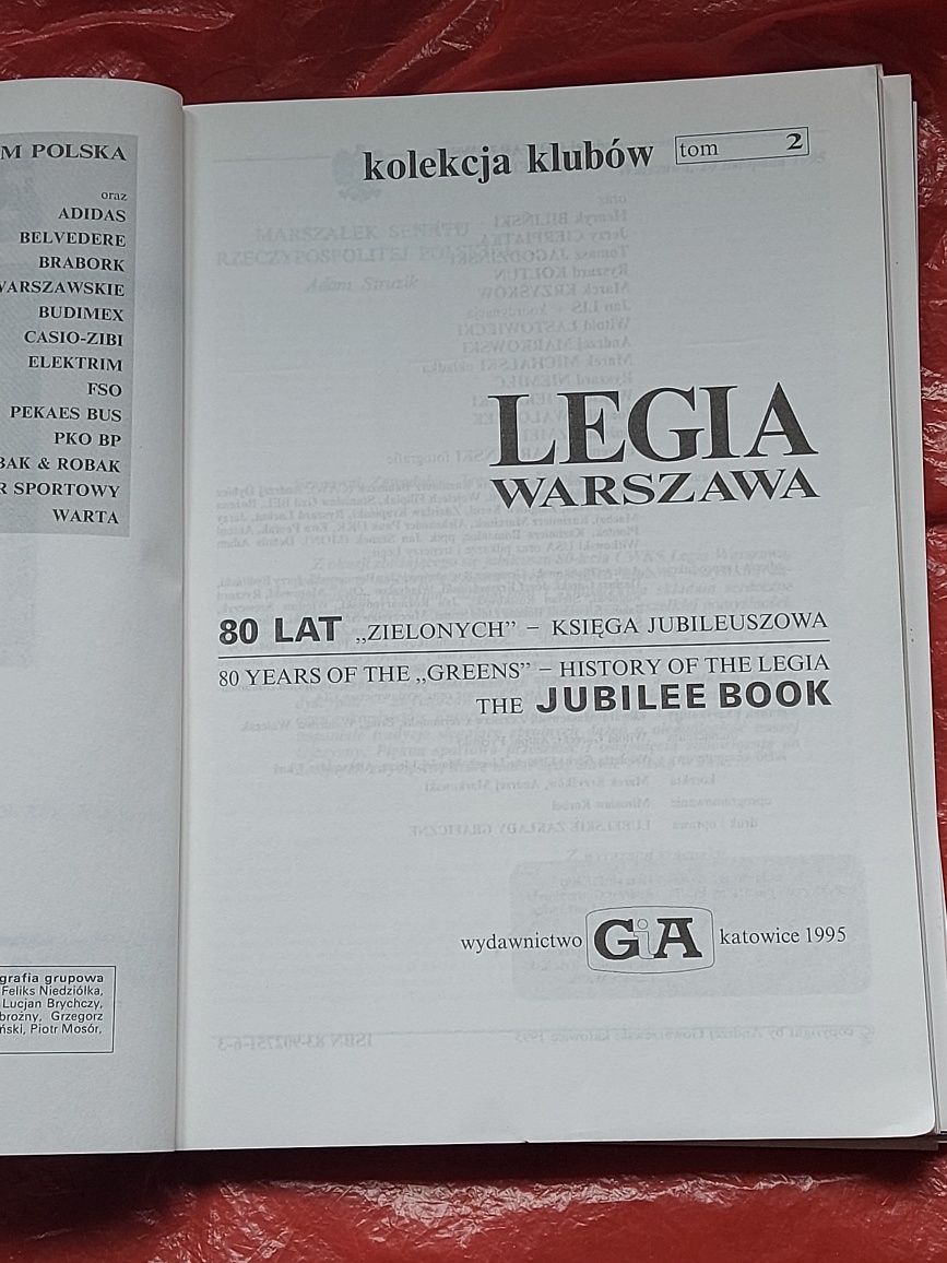 Książka Kolekcja Klubów LEGIA 1995rok