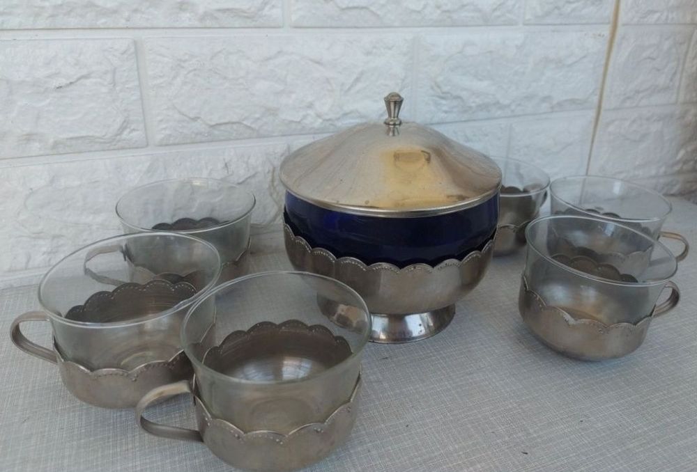 Сервиз ссср кобальтовое стекло