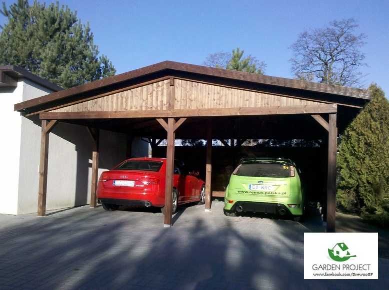wiata carport2 z dachem dwu spadowym na dwa auta