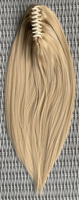 Premium Ultra włosy doczepiane, miodowy blond, kucyk na klamrze