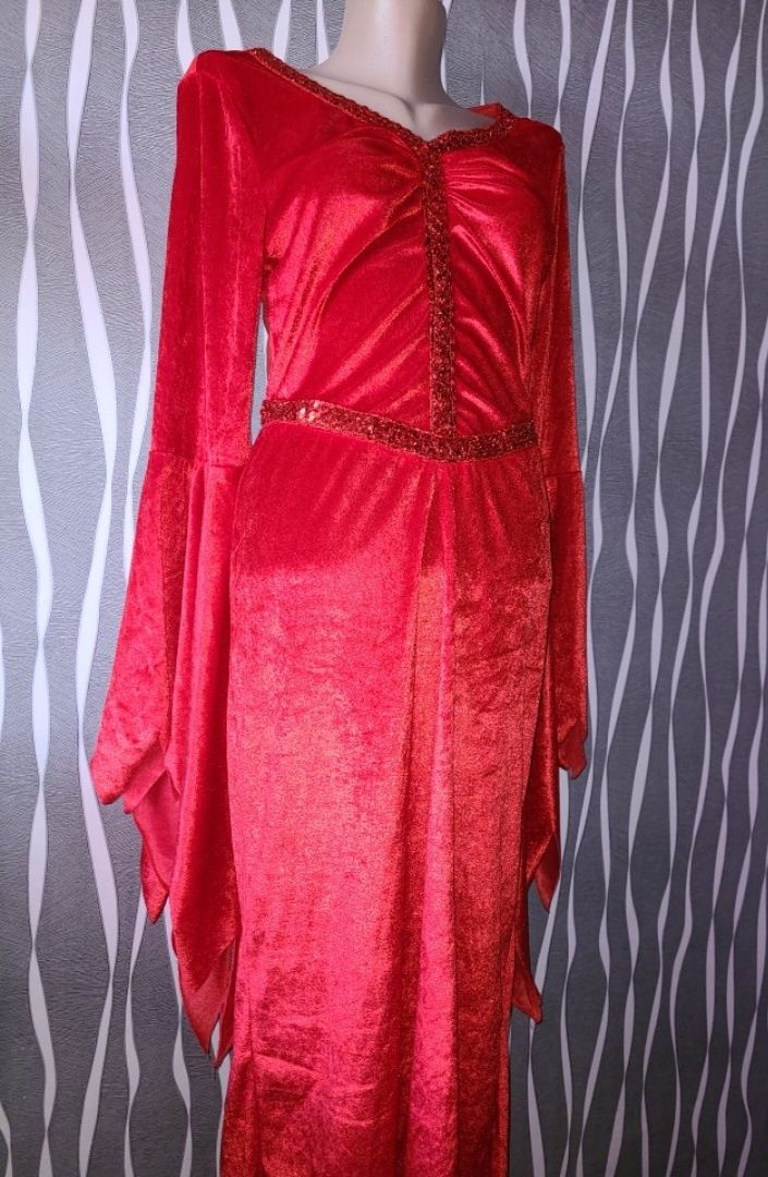 Карнавальное платье готическое вампирша ведьма принцеса красное 10-13л