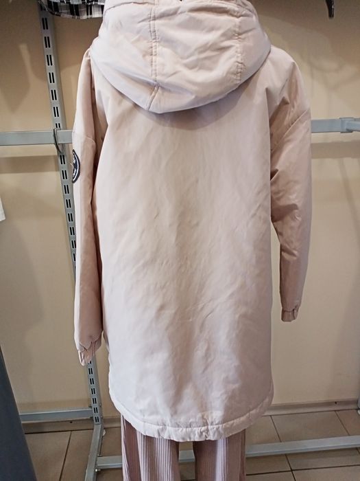 Куртка довга з капюшоном бежева