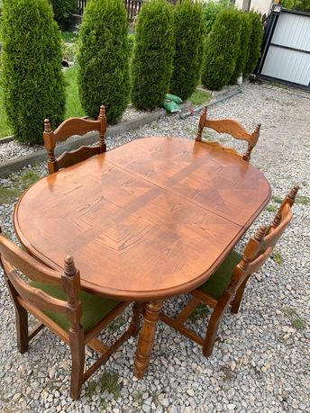 Stół dębowy rozkladany 4 krzesła lub do wyboru 4 skóra zagraniczny
