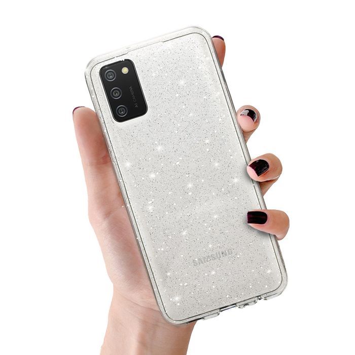 Crystal Glitter Case do Samsung Galaxy A02S Srebrny