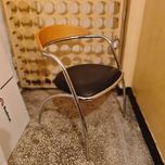 Para krzeseł bauhaus,chrom,drewno marki Effezeta,Włochy lata 80,mid-c
