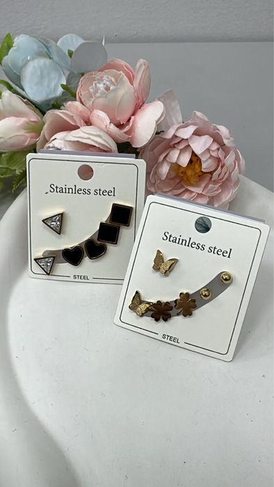 Zestaw kolczyki damskie stal chirurgiczna