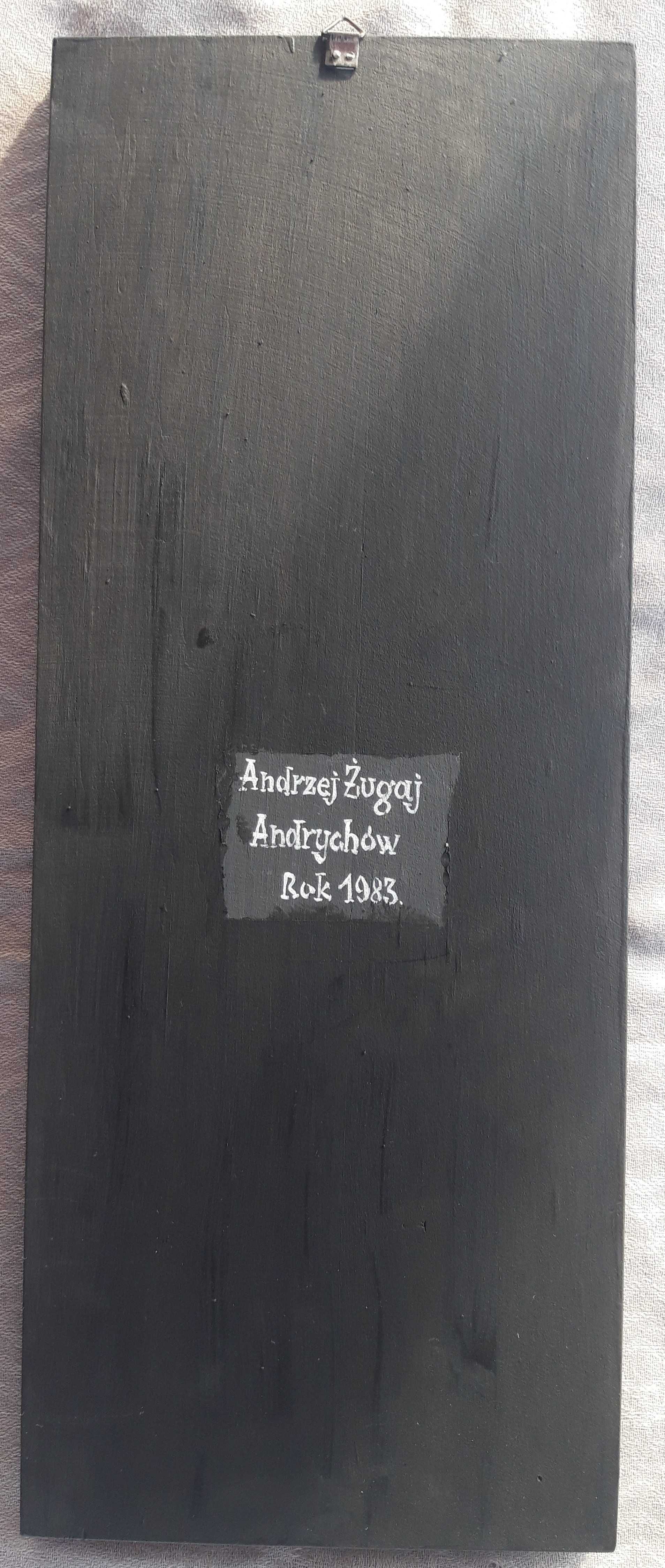 Ikona obraz na drewnie 43x17x0,17 cm - Andrzej Żugaj - 1983