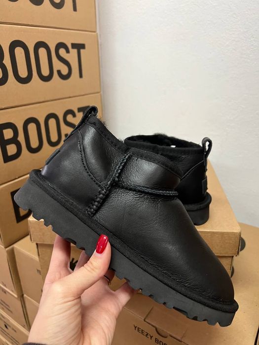 Угги Мужские UGG Ultra Mini Black (Кожа) Size 44 ХІТ