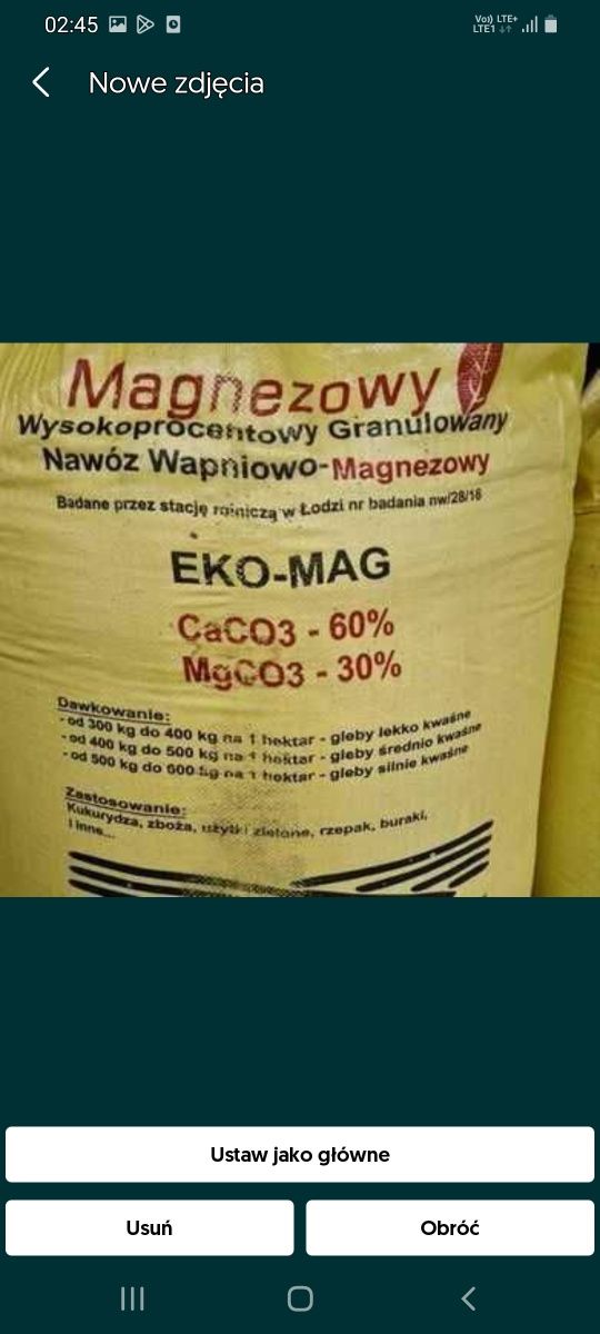 Wapno granulowane kredowe, węglanowe, magnezowe