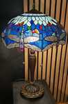 Lampa stołowa witrażowa Tiffany Dragonfly niebieska