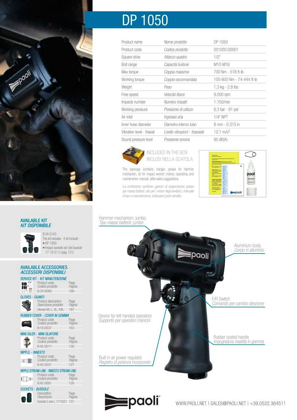 Máquina de Impacto Pneumática Compacta  1/2" Dino Paoli