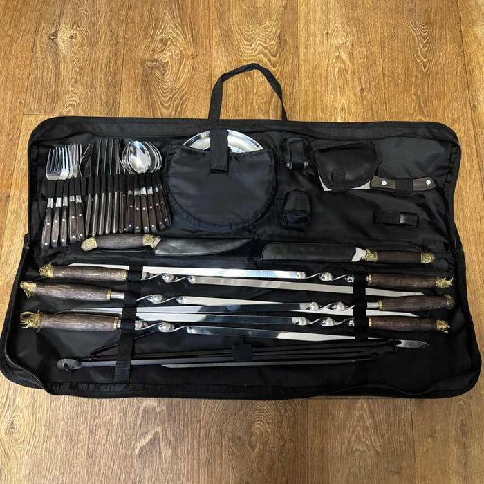 Набір шампурів, набір для шашлику, барбекю, пікніка, ножі, сумка-чохол