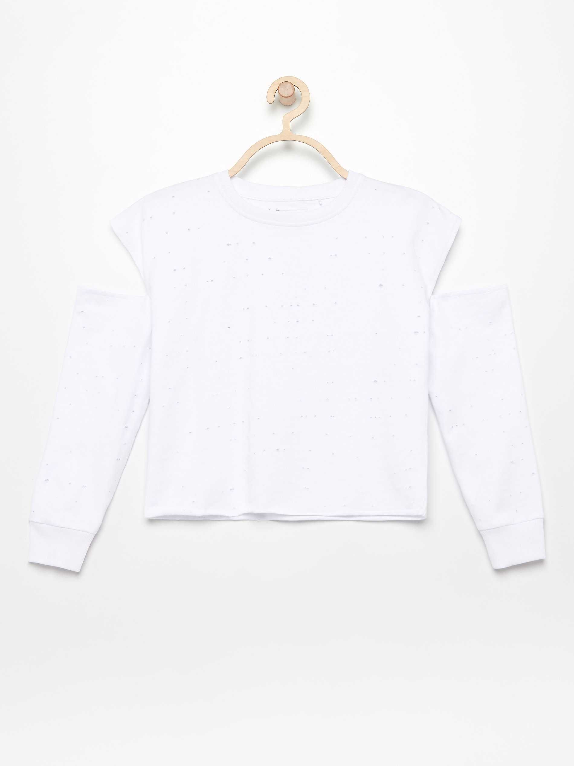 Reserved bluza biała z dziurkami 164