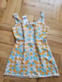 Letnia sukienka narzutka na strój tkana bawełna na plażę pareo