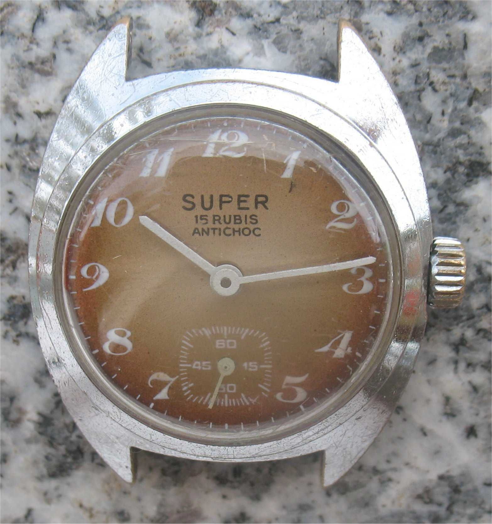Relógio Vintage de Corda Super - 15 Rubis - Antichoc