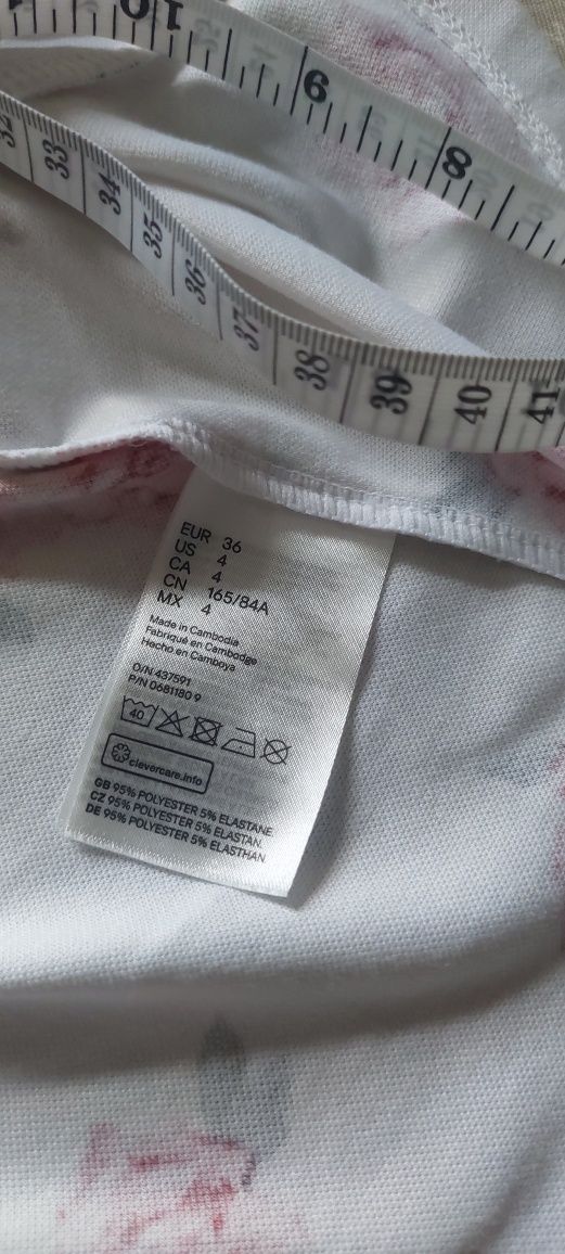 Sukienka hm H&M letnia w róże kwiaty biała rozmiar S