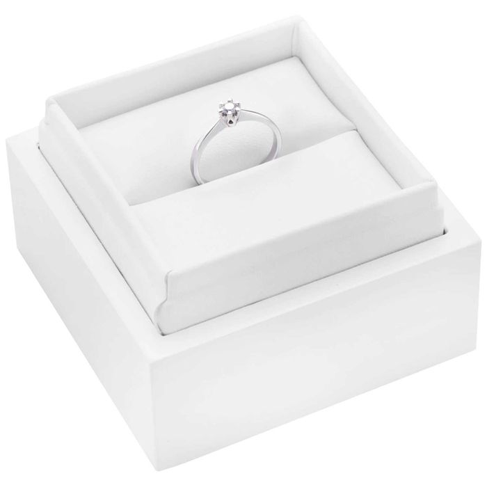 Pierścionek zaręczynowy (NOWY)  SAVICKI  białe złoto, diament 0,10ct