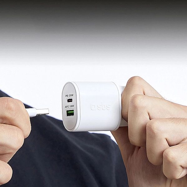 Ładowarka sieciowa SBS TETRPD20W 20W USB-A USB-C z Power Delivery - bi