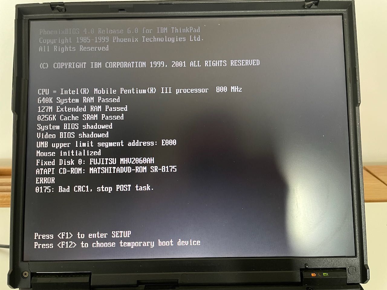 IBM ThinkPad T21 Pentium III 800MHz 128MB RAM 60GB HDD