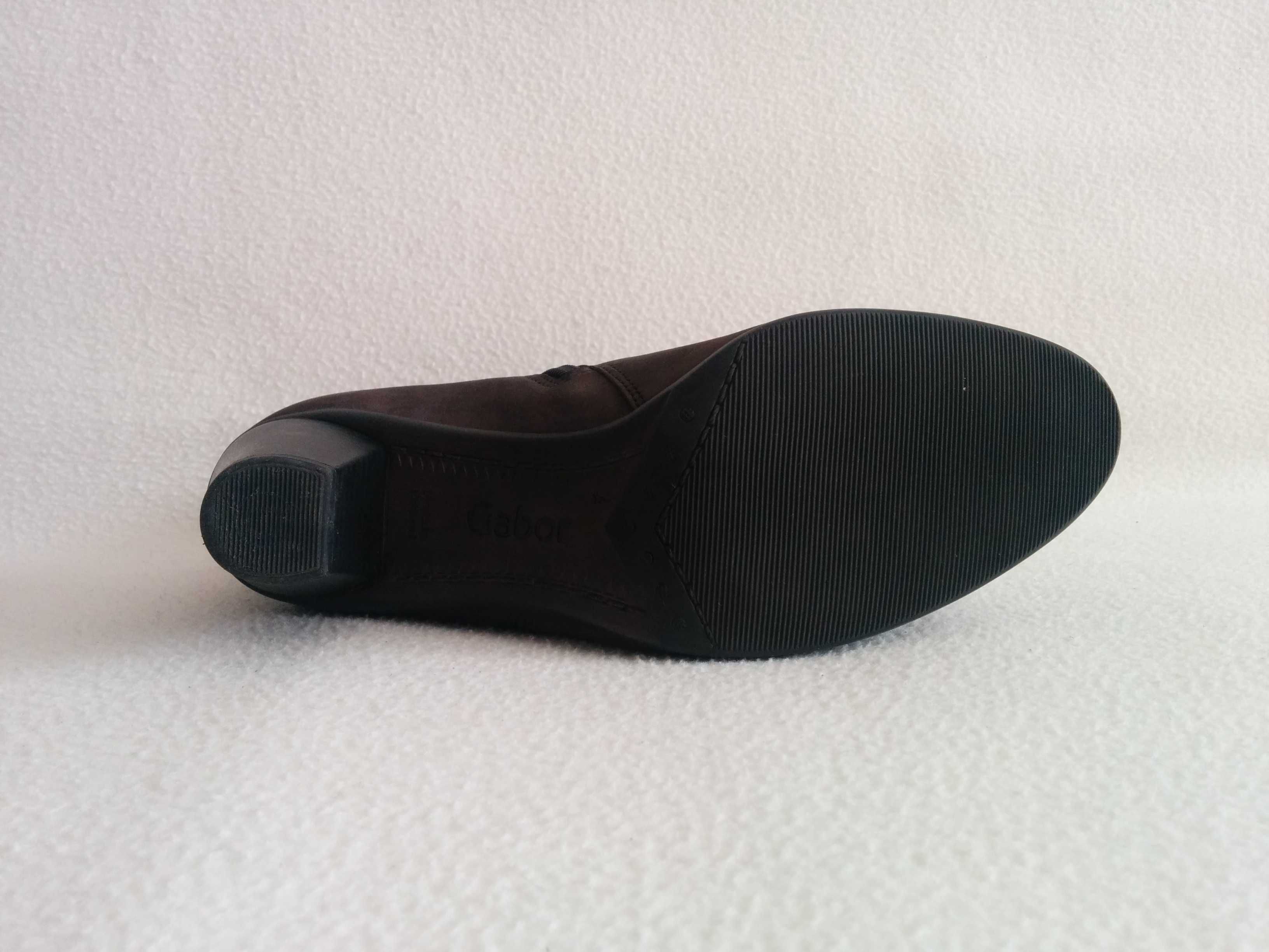 GABOR botki z nubuku - damskie buty ze skóry naturalnej