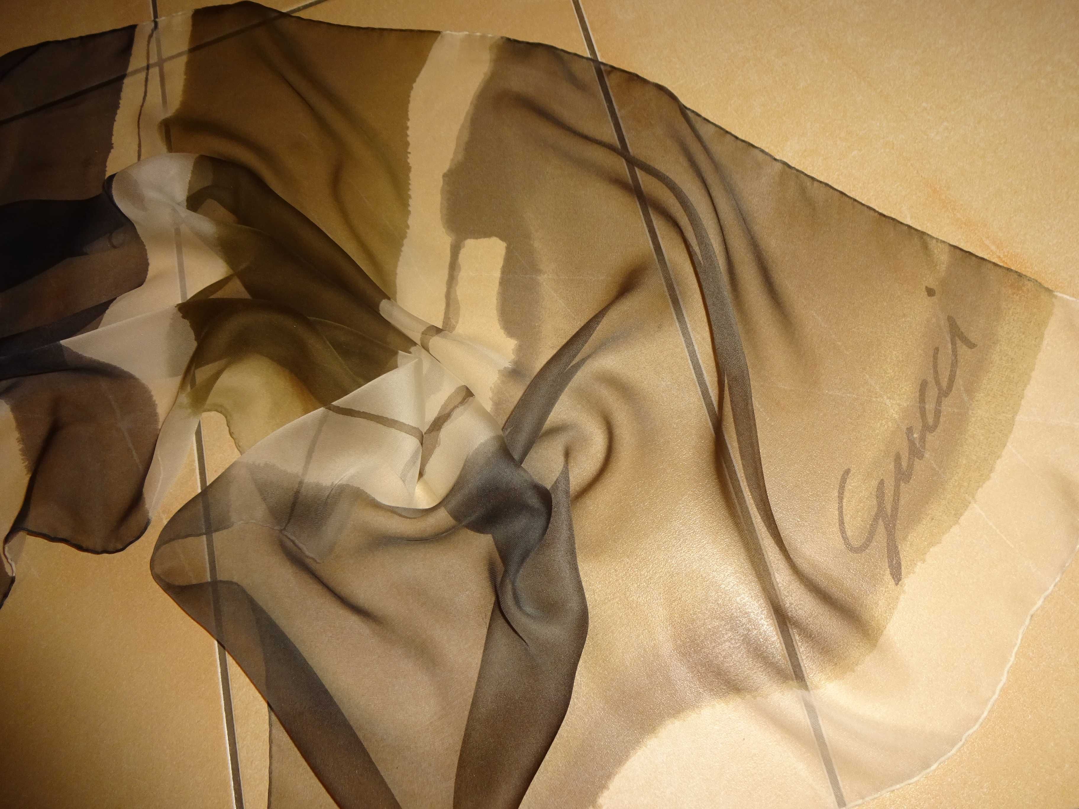 GUCCI 100% Silk jedwabny szal szalik delikatny cieńki mgiełka vintage