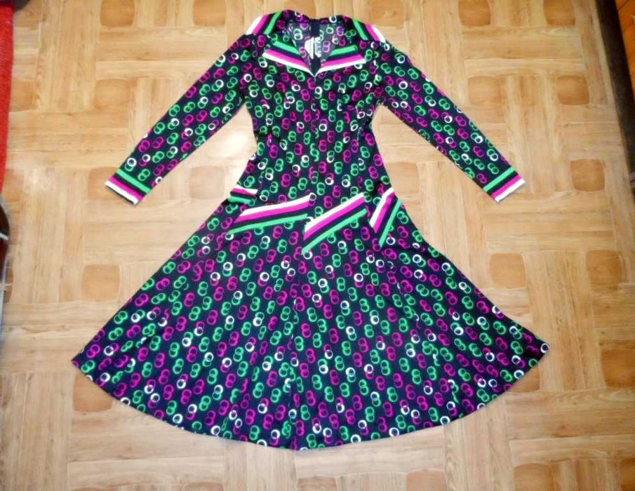 Винтажное длинное платье Travona Италия S воротник морячка осень-весна