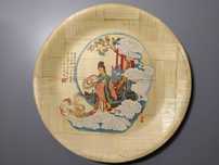 Prato Decorativo em Bambu – Pintura Histórica Oriental