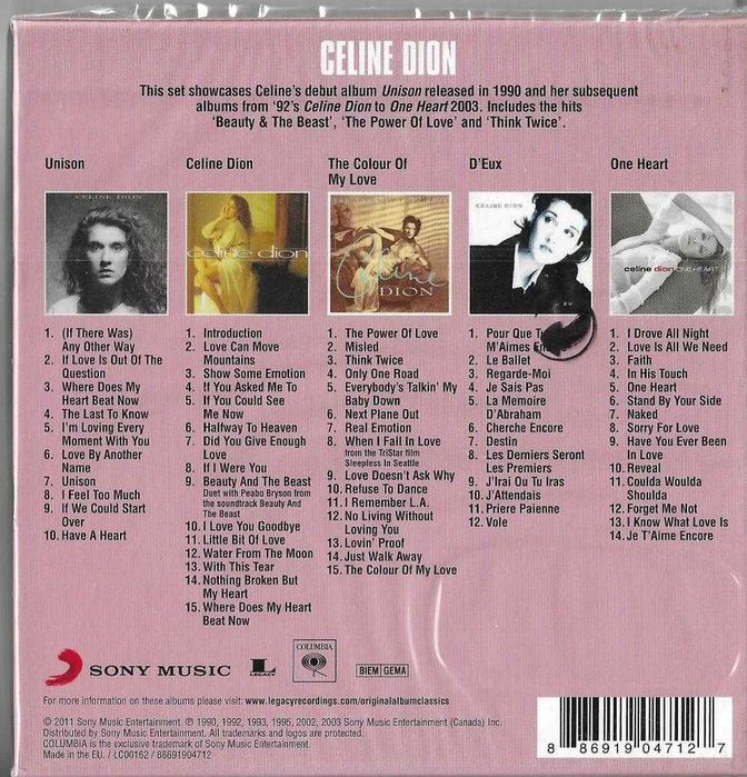 Celine Dion - Original Album Classics (5 CD) (novo)