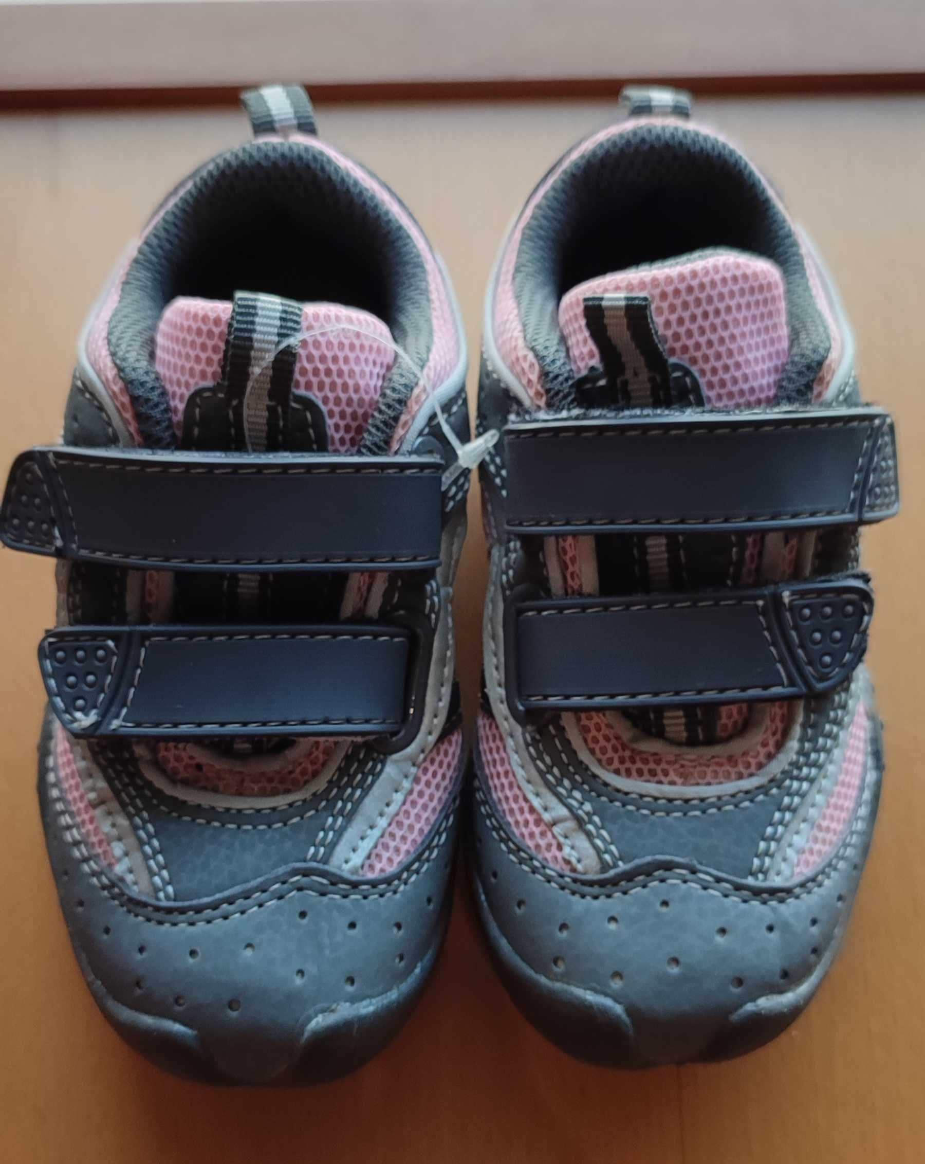 Ténis cinzento e rosa com velcro - tamanho 24 - CODE -novos