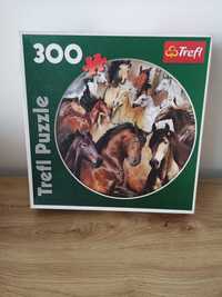 Puzzle 300 elementów Trefl Konie okrągłe 68 cm unikat