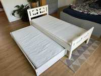 Łóżko białe Ikea Kritter + materac x2 + dostawka wysuwana + gratisy