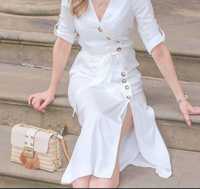ZARA biała sukienka midi Lyocell Blogerska