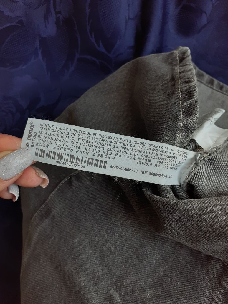 Zara юбка джинсовая 100% коттон карго серая подросток 9-10 лет 140 см