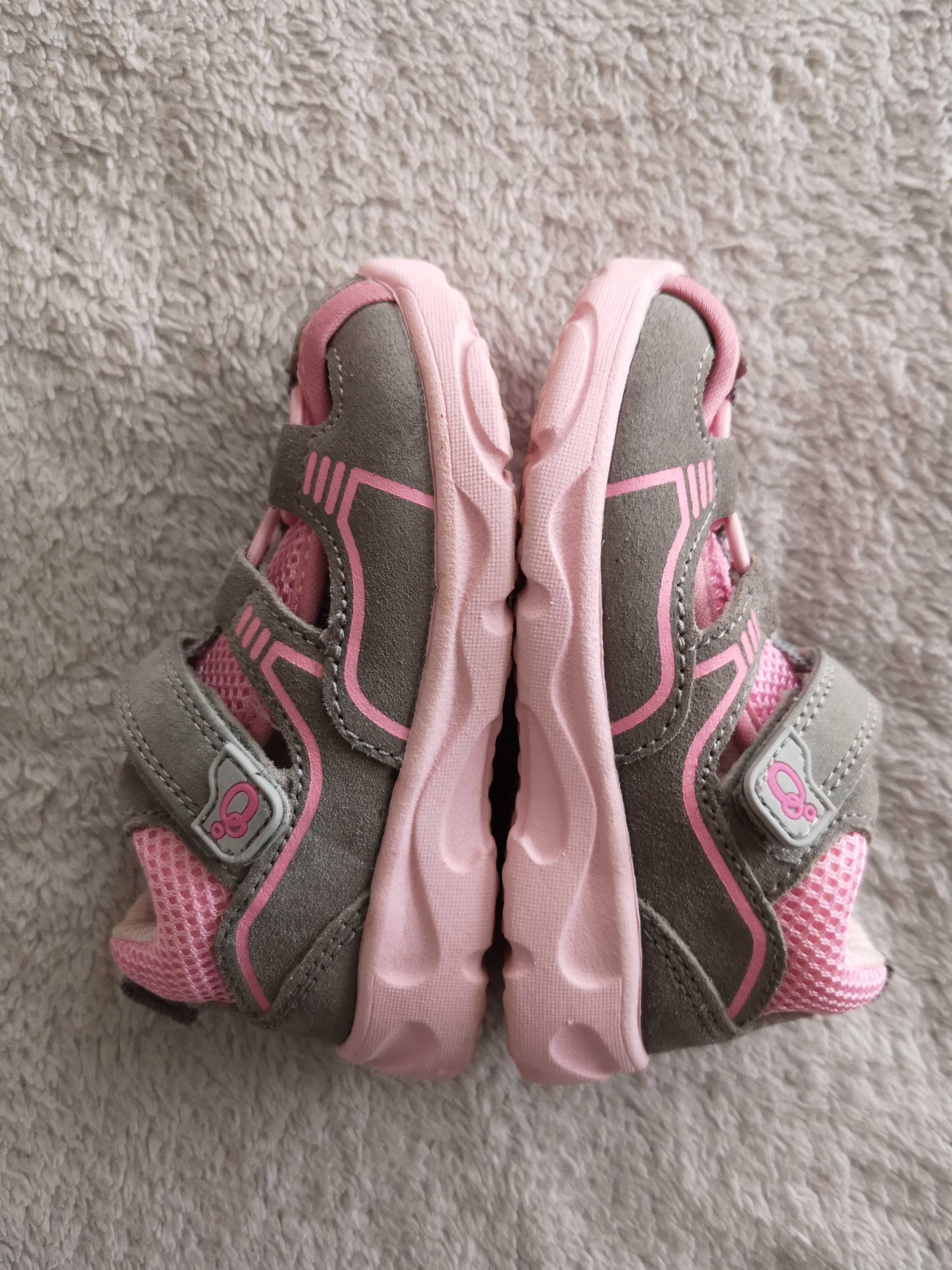 Szare różowe skórzane buty sportowe sandały Lamino 21 jak nowe