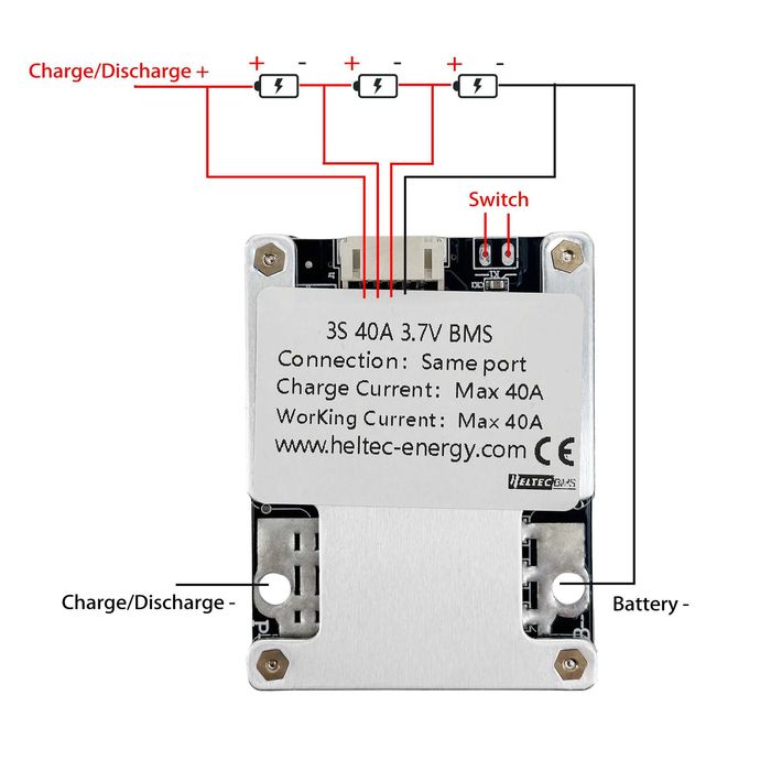 Плата БМС 3S 40A 3.7V BMS 12 (12,6) вольт