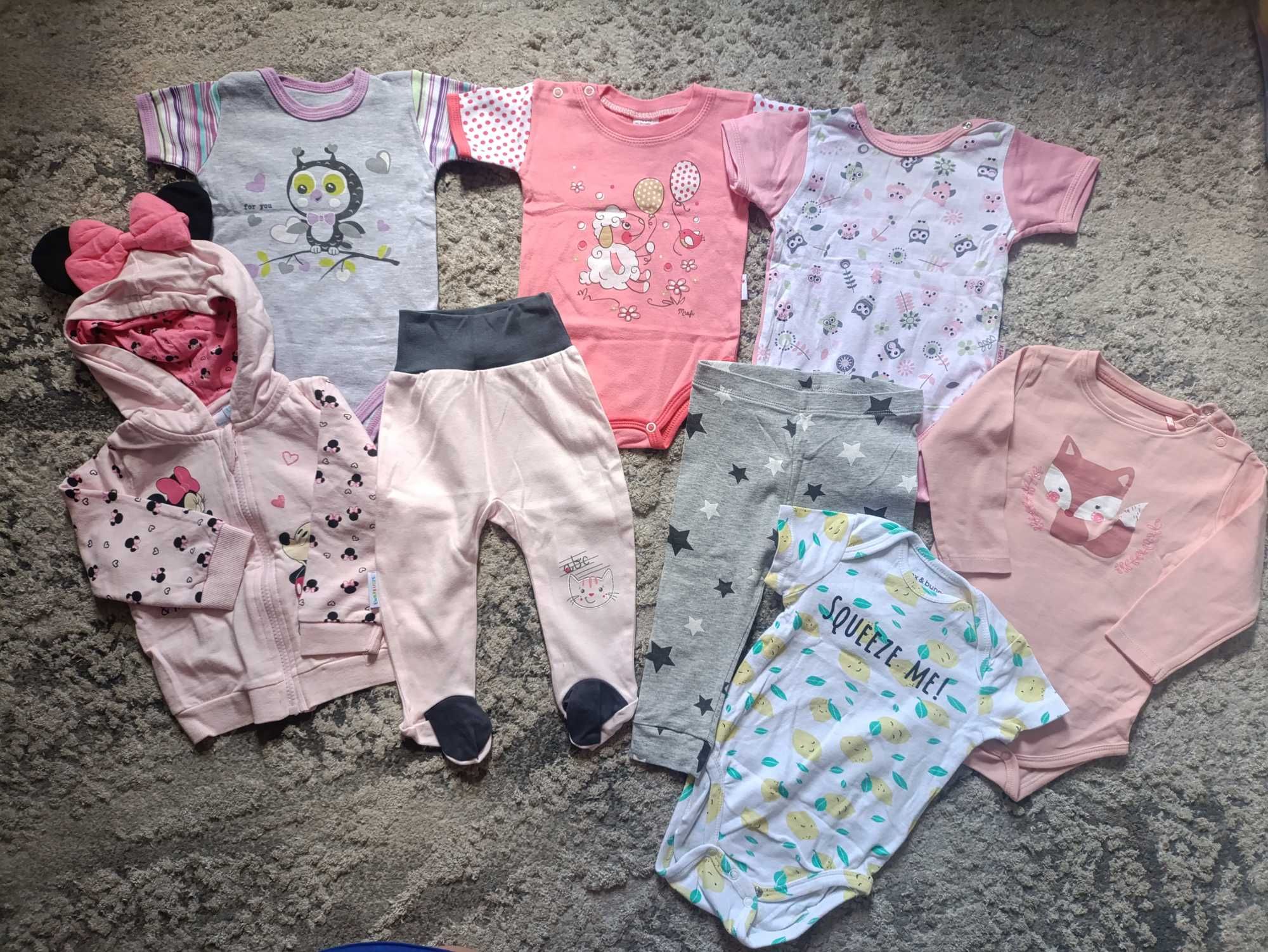 Zestaw ubrań niemowlęcych dla dziewczynki 74 bluza body