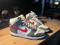 Nike dunk retro high R.45 white/grey/red