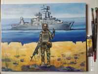 Русский военный корабль картина маслом