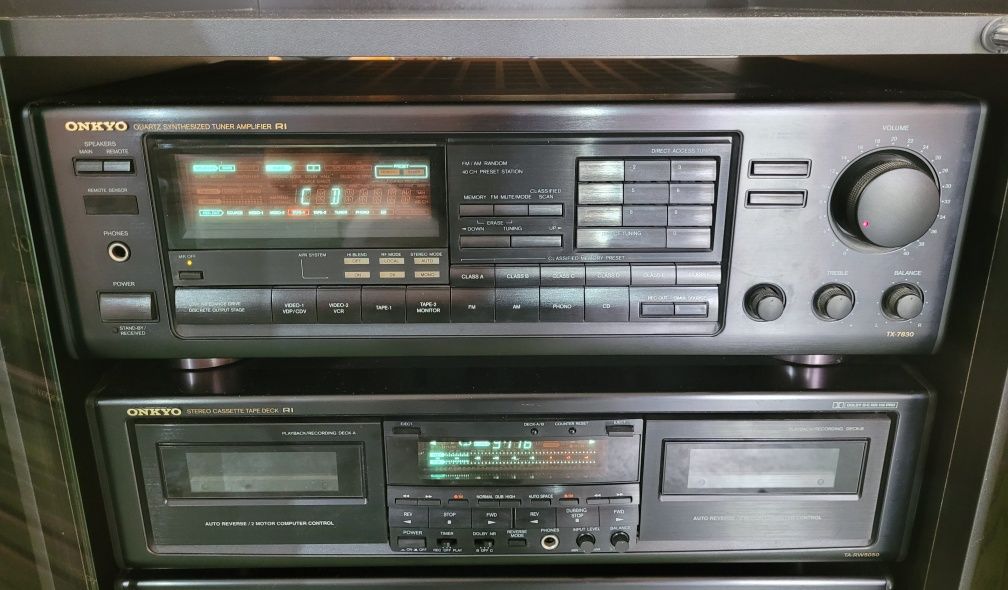 Wieża stereo Onkyo + szafka - Vintage